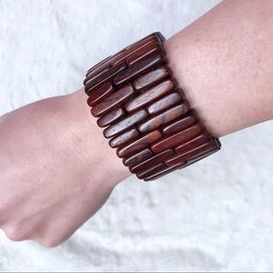 Elasticized Wooden Wide Bracelet